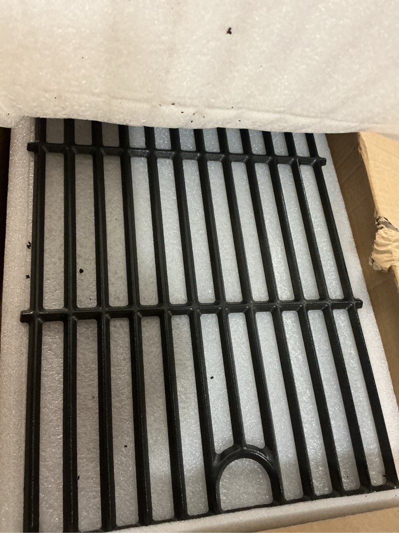 Condition photo showing As Is for 17" grill grates for charbroil performance 5 burner 463448021 463449021 463450022 463451022 463455021 463458021, cast iron replacement parts for charbroil 463448021, g426-0004-w1 g426-0005-w1