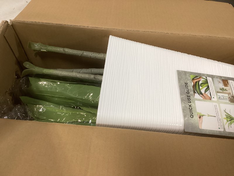 Condition photo showing Good Condition for Artificial Dracaena Tree Artificial Silk Tree Faux Tree Fake Tropical Yucca Floor Plant with White Tall Planter (1, White Tall Planter, 6FT)