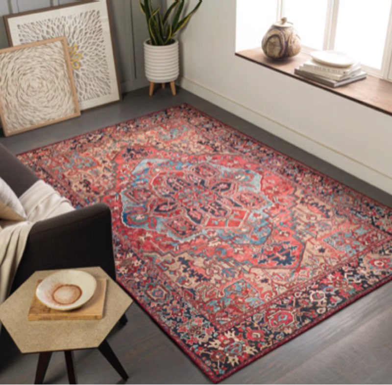 Chrysander Red Oriental Polyester Digital Print Decorative Area Rug