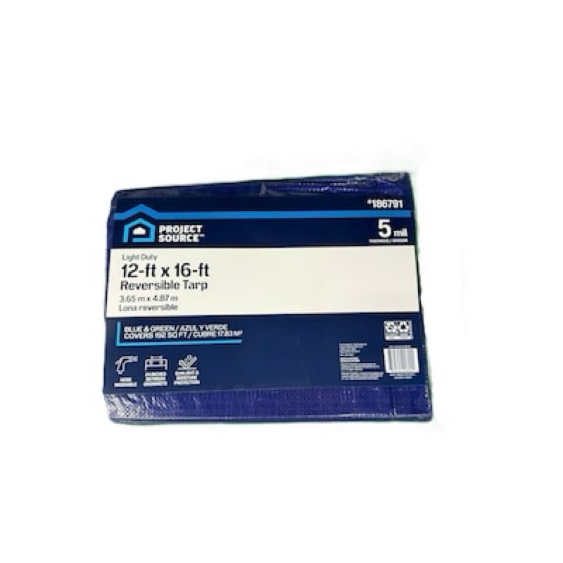 project source 12-ft x 16-ft blue waterproof standard polyethylene 5-mil tarp
