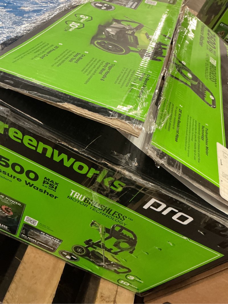 Condition photo showing As Is for (used)greenworks 2500-psi 2-gpm cold water electric pressure washer with 5 spray tips