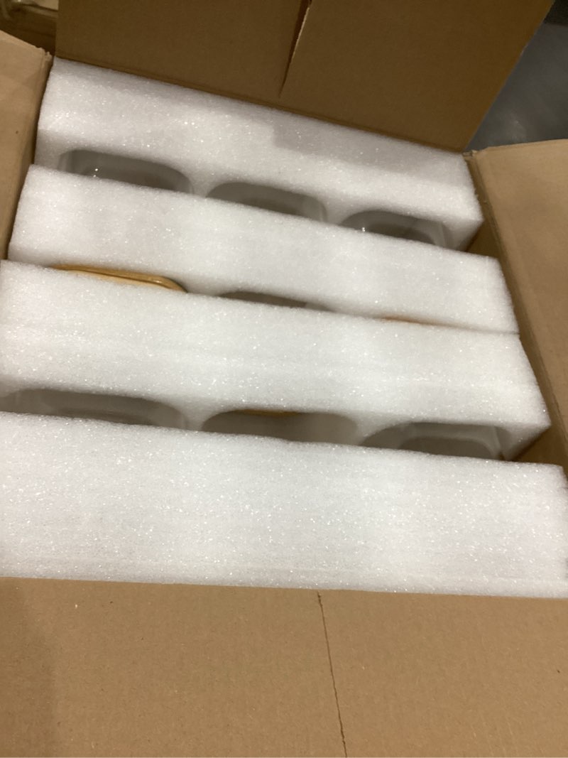 Condition photo showing Good Condition for 50oz Glass Food Storage Jars Set of 6,Glass Storage Containers Clear Glass Food Canister with Bamboo Lid Airtight For Serving Tea, Coffee, Flour, Sugar, Candy, Cookie, Spice and More (Square) 51.0 Fluid Ounces 6