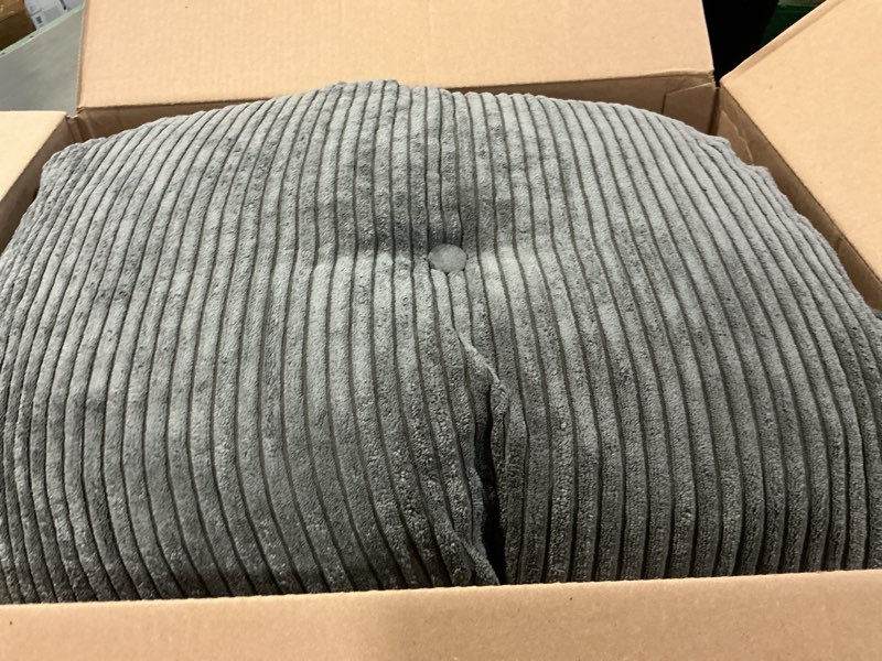 Condition photo showing As Is for 35" Washable Floor Pillow Cushion for Adults, Meditation Cushion Pillow, Extra Large Square Floor Sitting, Removable Tufted Corduroy Cover, for Tatami Living Room or Yoga, Dark Grey, Machine Washable Dark Grey 4" Thick Square