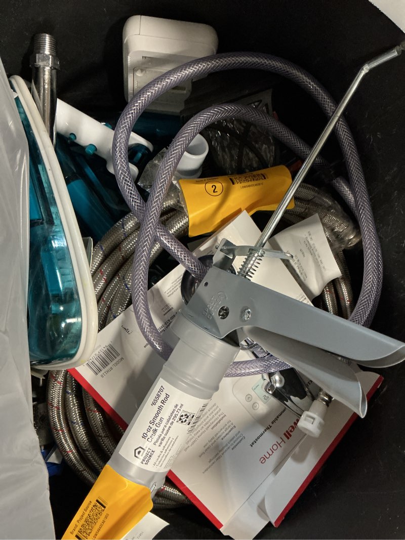 Condition photo showing As Is for assorted home improvement lot (small tools, screw, home accessories, etc.)