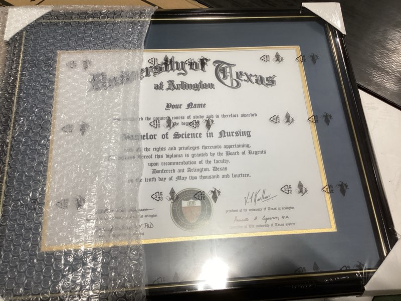 Condition photo showing New/Like New for GraduationMall 11x14 Diploma Frame with Navy over Gold Mat or Display 15x18 Certificate without Mat,Solid Wood & Tempered Glass,Glossy Black Finish with Gold Trim Black With Gold Trim / Blue Gold Mat 15x18 or 11x14 with Mat