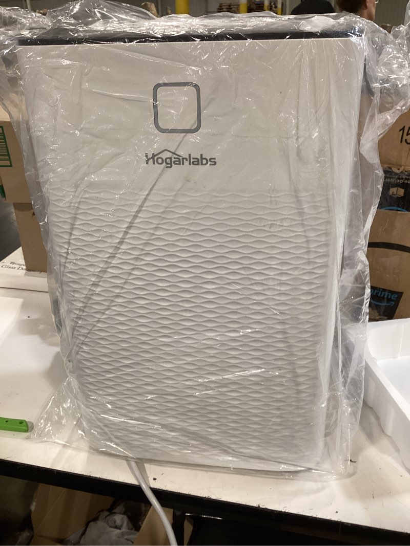 Condition photo showing As Is for hogarlabs 50 pint dehumidifier for basement & whole house, covers 3500 sq.ft, with drain hose & auto humidity control, quiet for bedroom, bathroom, garage, large room dehumidifier 50 pints