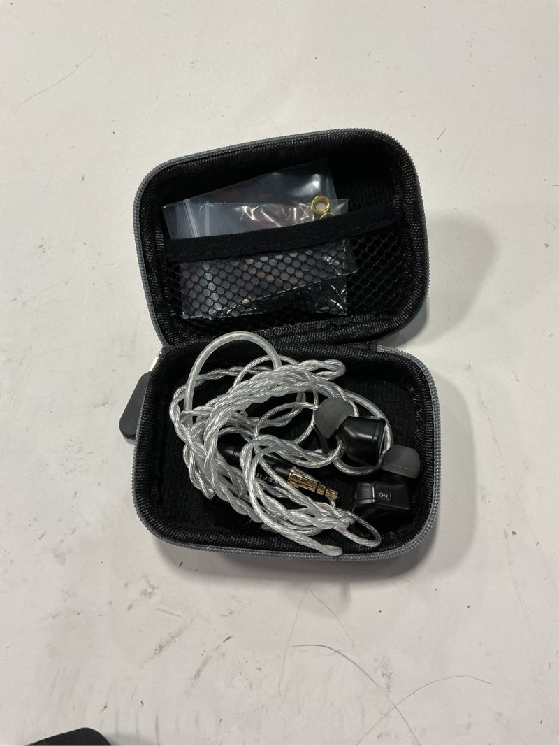 Condition photo showing As Is for klean hi-fi in ear monitor, wired gaming earbuds, 10mm dlc diaphragm dynamic driver, wired earphones, interchangeable tuning nozzles, hifi iem for audiophile, musician & gaming(black, 3.5mm)
