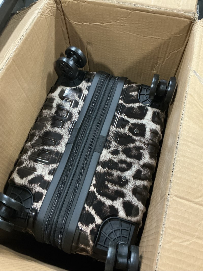 Condition photo showing Good Condition for luggage set, 20 inch carry on luggage, 24 inch checked luggage lightweight hardside suitcase with spinner wheels, tsa lock, 2-piece set cheetah 2-piece(20"/24")