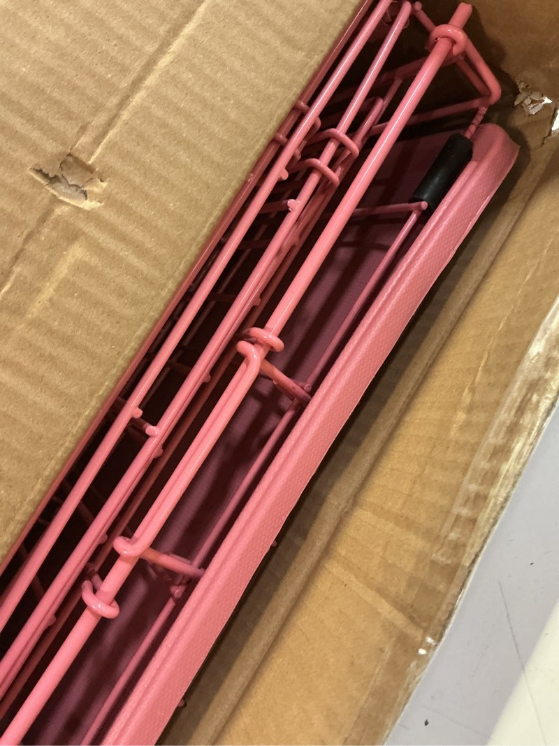 Condition photo showing Good Condition for midwest homes for pets 24-inch pink fashion icrate for small breeds, 12-20 lbs, single door folding dog crate with divider panel, leak-proof tray & secure latch, portable, durable & easy to assemble pink 24-inch
