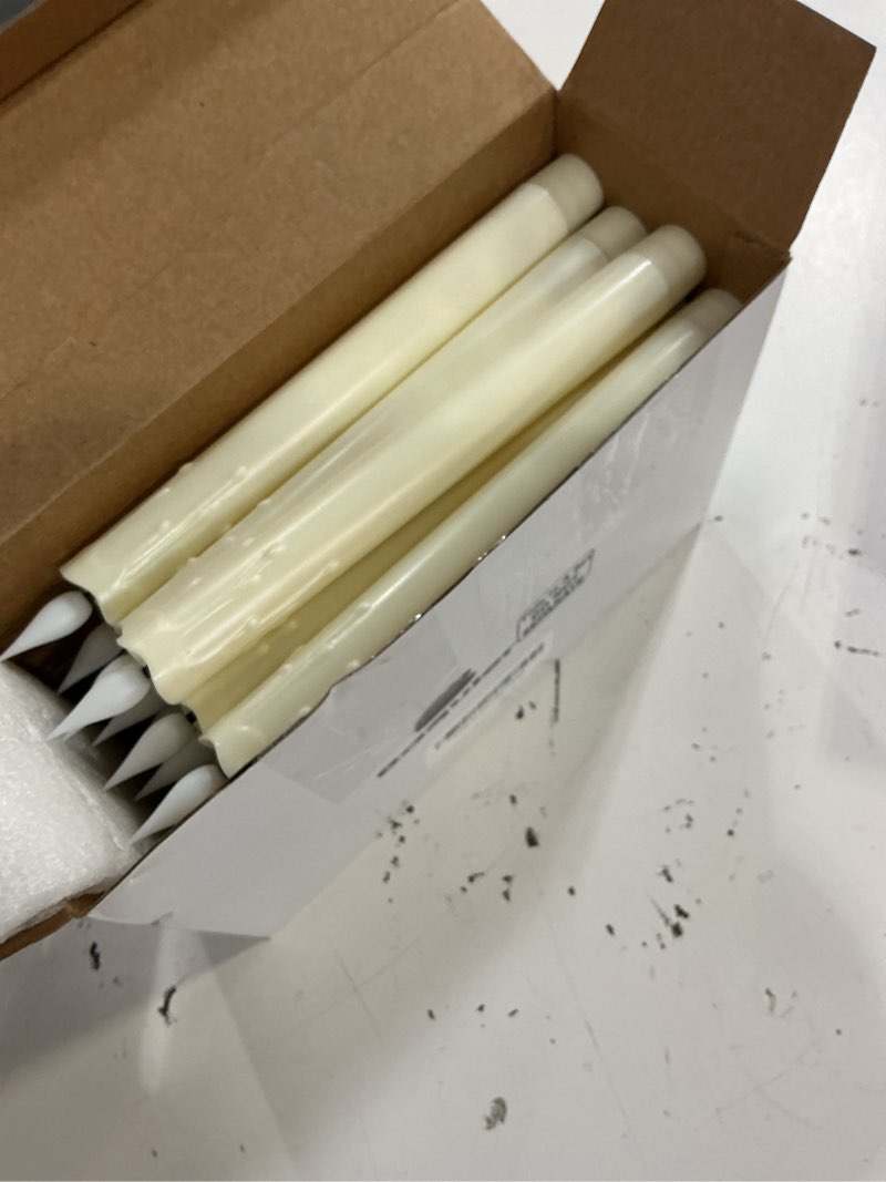 Condition photo showing Good Condition for baquler 24 pcs 8.8 inch ivory flameless taper candles electric fake candle sticks battery operated flickering led candlestick window plastic candle for wedding halloween christmas decor(no battery) 8.8 inch ivory 24
