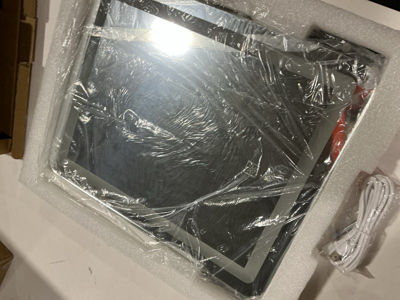 Condition photo showing As Is for Vanity Mirror with Lights, 12.6"×15" LED Makeup Mirror, Lighted Makeup Mirror with Lights, Smart Touch Control Dimmable 3 Modes Light, Lighted Up Mirror for Makeup Desk, Bedroom, Dressing Room White 13"L x 15"W