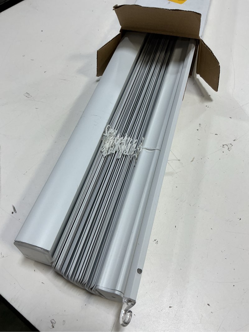 Condition photo showing Good Condition for project source room darkening 1-in slat width 35-in x 64-in cordless white vinyl room darkening mini-blinds