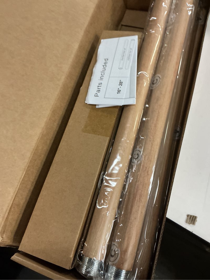 Condition photo showing New/Like New for Zeerobee Wood Curtain Rods for Windows 66 to 120, 1 Inch Heavy Duty Drapery Rods with Imitation Wood Grain Leaf Pattern Finials, Indoor/Outdoor Modern Curtain Pole, 32"-120", Brown 32"-120" Brown