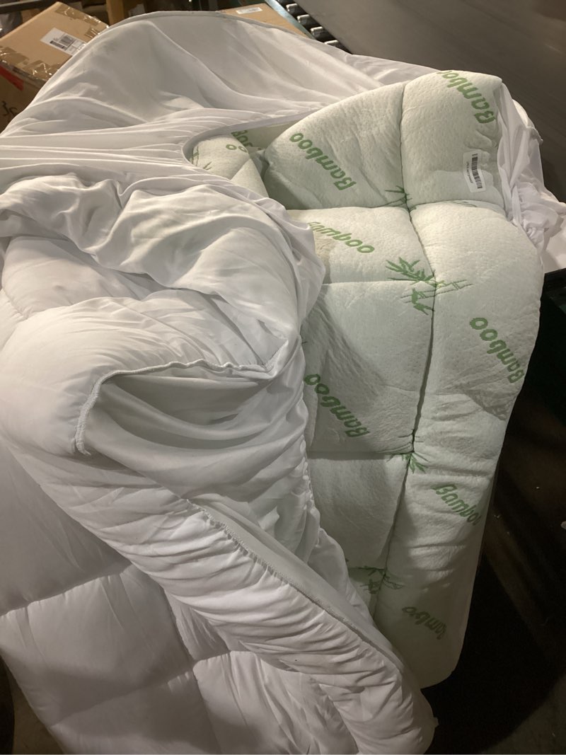 Condition photo showing Good Condition for Ultra Soft Queen Size Mattress Topper - Viscose Made from Bamboo Pillow Top Mattress Pad for Back Pain Relief - Naturally Cooling for Hot Sleepers, Green Green Queen