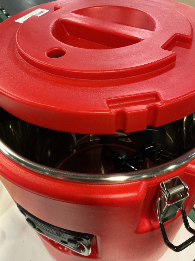 Condition photo showing Good Condition for 8 gal insulated beverage dispenser, commercial cold & hot drink dispenser with 304 stainless steel interior and spout, portable water jug for camping, party, commercial catering