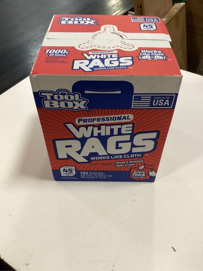 Condition photo showing New/Like New for toolbox painters white rags shop towels with center pull box - 1 count box - 200 towels