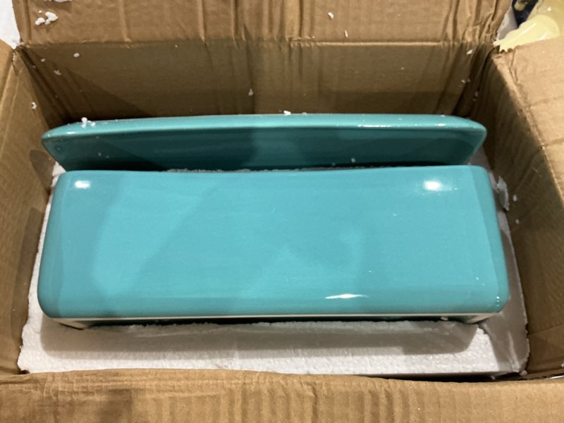 Condition photo showing Good Condition for vencer 12 inch rectangular modern minimalist ceramic succulent planter pot - window box with saucer,office desktop potted stand,turquoise,vf-0135t