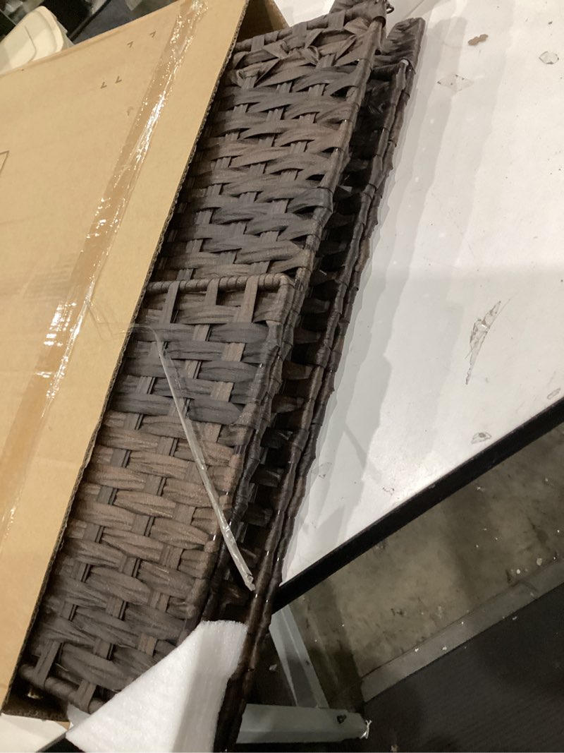 Condition photo showing Good Condition for laundry hamper with 3 removable liner bags; 132l handwoven rattan laundry basket with lid & heightened feet; clothes hamper with side handles; laundry sorter with 3 separate sections (brown) 132l (25.98x13x26.57 inches) brown