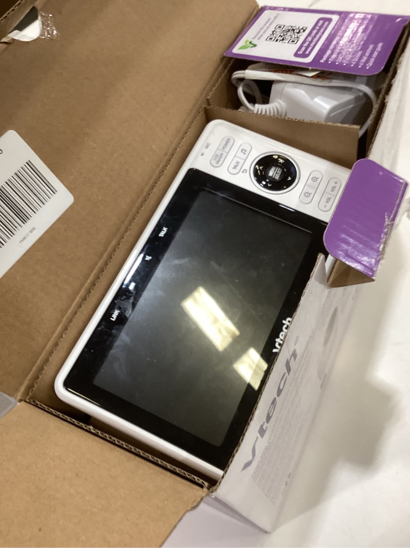 Condition photo showing As Is for vtech 2-cameras smart wifi baby monitor with 1080p fhd camera and 5" hd ips screen, free app with motion video, sound/motion detection and notifications, split-screen, pan-tilt-zoom: vm901-2hd