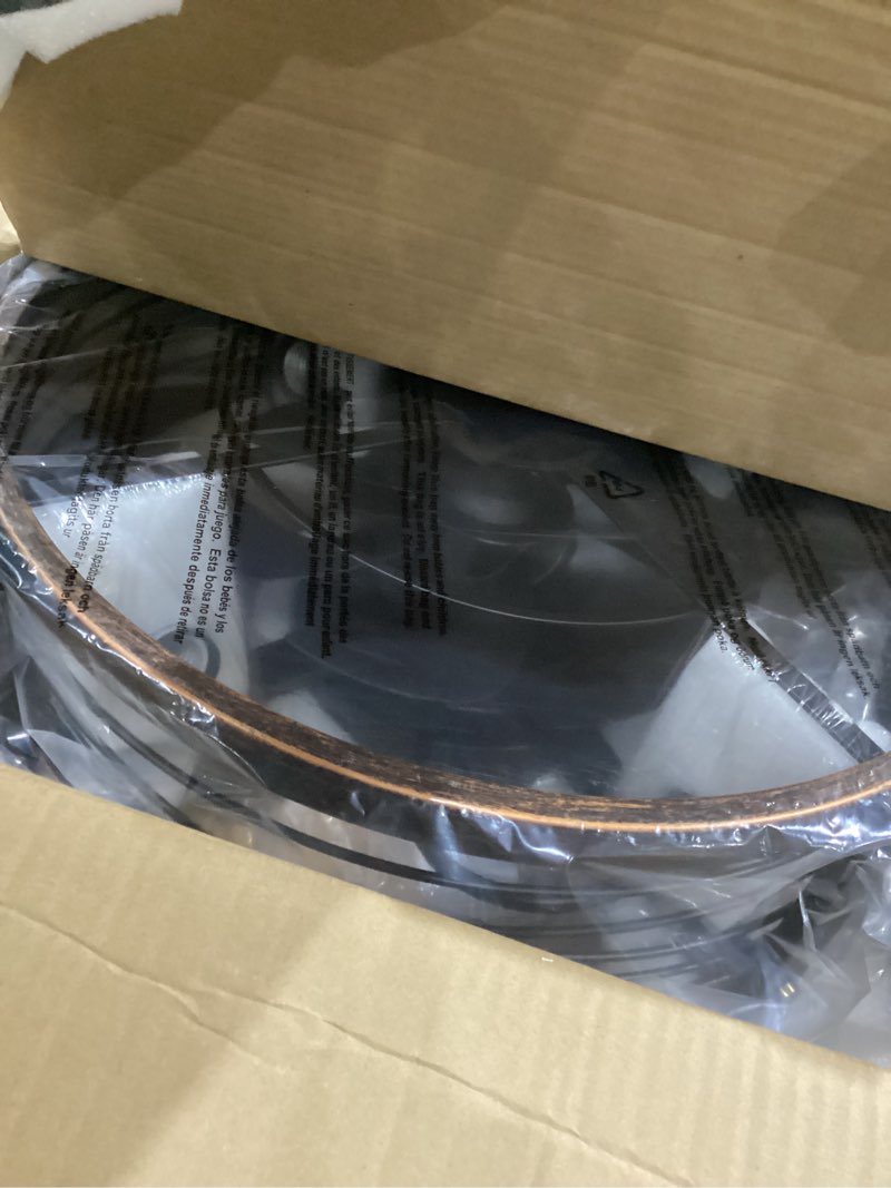 Condition photo showing New/Like New for EDISHINE 21" Pre-Assembled Ceiling Fans with Lights Flush Mount, 10%-100% Dimmable, Rustic Low Profile Caged Ceiling Fan with Remote, Small Farmhouse Fan Light Ceiling for Kitchen Bedroom Brushed Gold