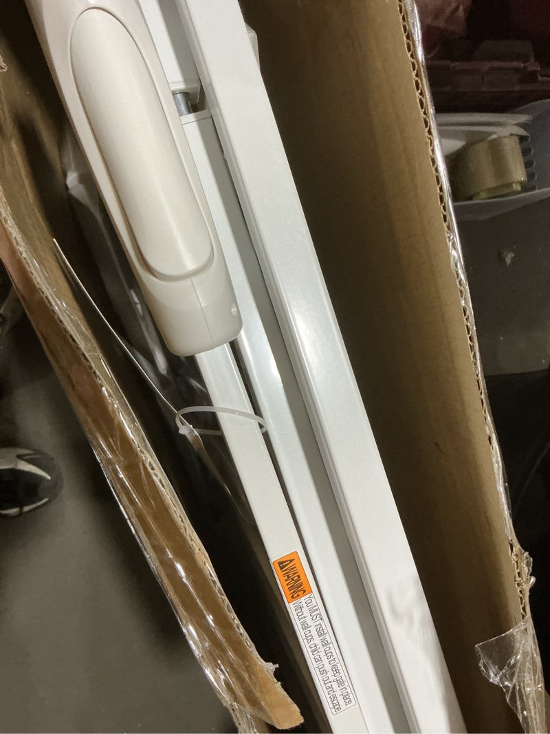 Condition photo showing As Is for allaibb extra wide pressure mount baby gate auto close white metal child dog pet safety gates with walk through for stairs,doorways,kitchen and living room (62.20-71.26"/158-181cm) white 62.20-71.22"/158-181cm