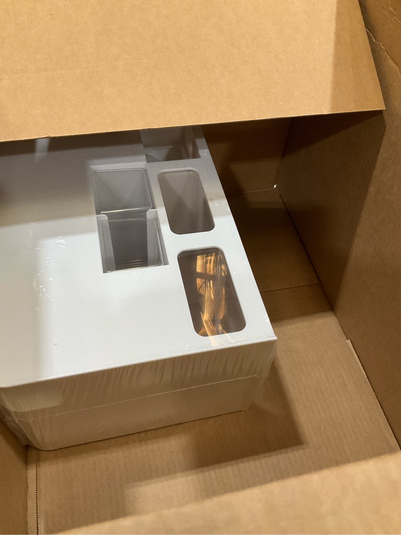 Condition photo showing Good Condition for makeup organizer for vanity with brush holder, large cosmetic & skincare organizer countertop with muti-drawers, cosmetic display case for lipsticks, nail polishes, perfumes, eyeshadow (white)