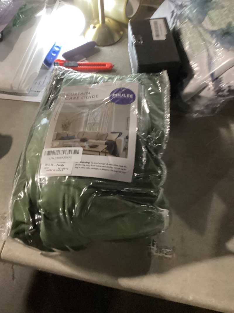 Condition photo showing New/Like New for MIULEE Olive Green Velvet Curtains 96 inches 2 Panels - Pinch Pleated Luxury Room Darkening Blackout Window Drapes for Bedroom Living Room Thermal Insulated Super Soft, Back Tab Rod Pocket Olive Green 52"W x 96"L (Pack of 2)