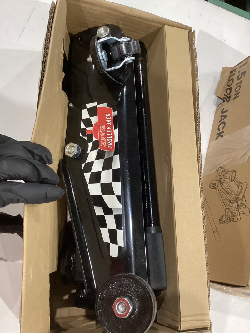 Condition photo showing Good Condition for floor jack 1.5 ton (3,000 lbs) hydraulic car jack, lifting range from 5.1 inch to 12.6 inch, fits sedans automotive black 1.5 ton black