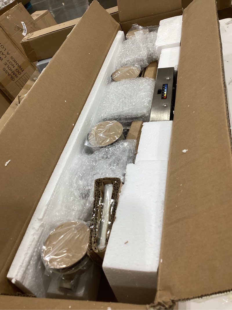 Condition photo showing New/Like New for led brushed nickel finish bathroom light fixtures, 4 lights modern bathroom wall sconces with bubble crystal glass classic vanity lighting fixtures over mirror