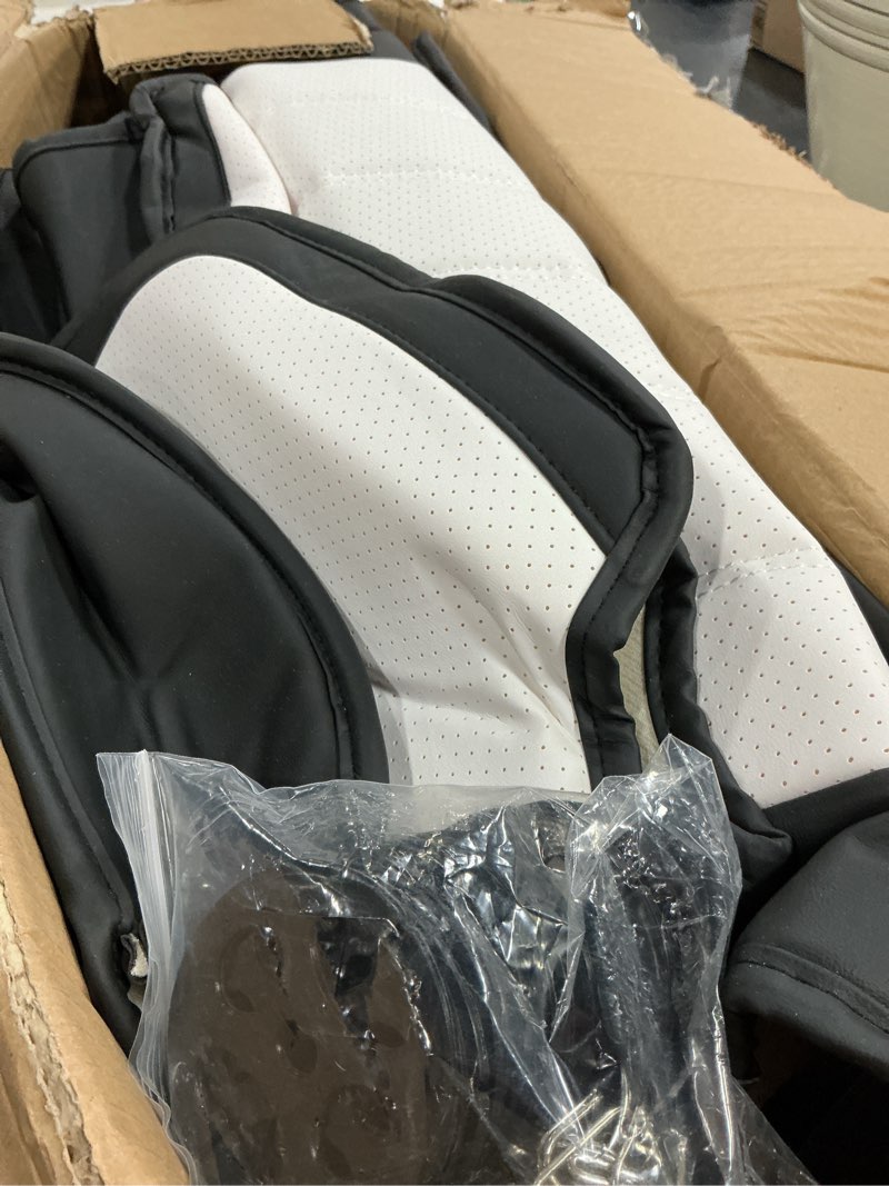 Condition photo showing Good Condition for car seat covers full set,black white car seat cover, car seat protector waterproof, nappa leather car seat cushion, fit for most cars black white full set