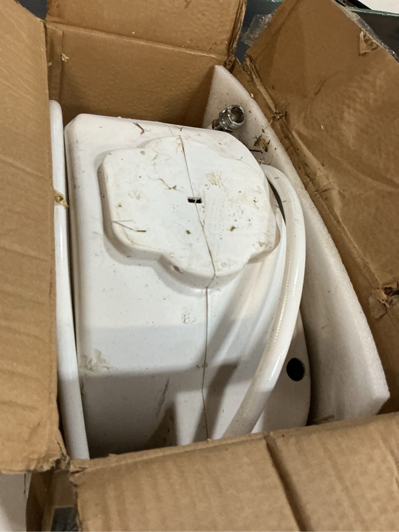 Condition photo showing As Is for retractable garden hose reel, 1/2 in 75+6ft, heavy duty wall mounted water hose reel, spring power automatic rewind, any length lock, 180° swivel bracket, 10 pattern spray nozzle 1/2“ 75ft