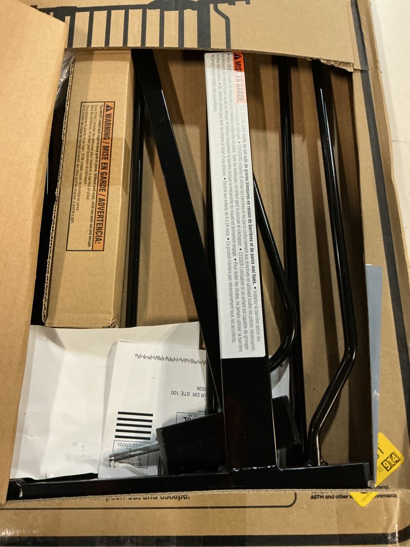 Condition photo showing Good Condition for regalo safety 36" extra tall baby gate for doorways & bottom of stairs, pressure mounted walk through gate for babies, toddlers & pets, tested & safe for 30 years, american designed, american owned black 29-36.5"w x 36"h