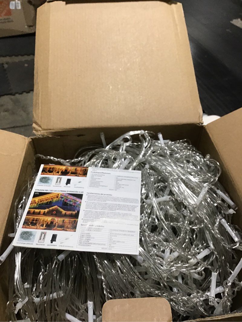 Condition photo showing New/Like New for Icicle Lights for Outside, 167ft 1760 LED Icicle Christmas Lights Outdoor Waterproof, 352 Drops with Remote, 8 Modes & Dimmable, Timer for Christmas, Wedding, House, Roof Decoration, Warm White Warm White 167ft