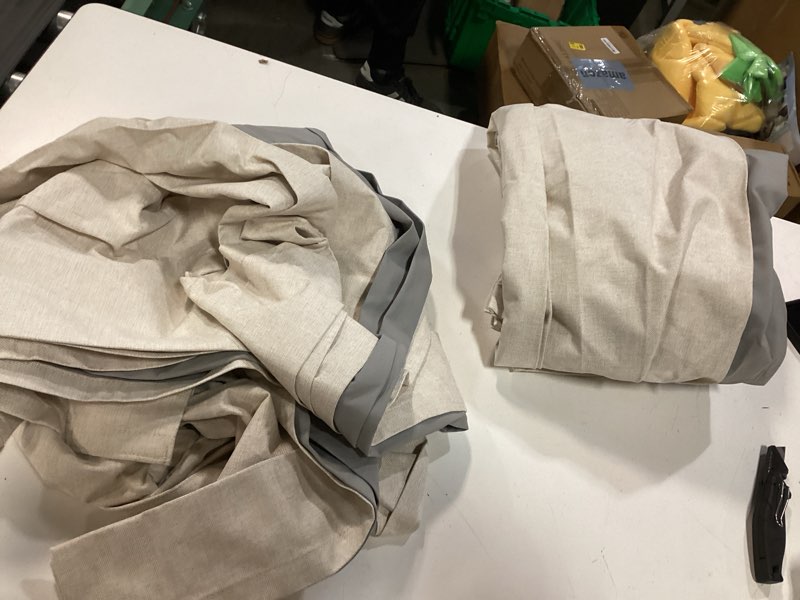 Condition photo showing Good Condition for 100% blackout shield linen pinch pleated curtains, blackout curtains 96 inch long 2 panel set, pleated drapes with hooks for bedroom & living room, 40" w x 96" l, cream alba | cream 40"w x 96"l (pack of 2)