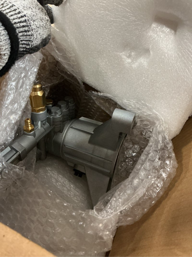 Condition photo showing Good Condition for rmw22g24-ez-sx ar high pressure washer pump, sx left-handed pump, 2400 psi, 2.2 gpm, vertical 7/8" shaft power washer replacement pump head with easy start valve thermal relief valve, aluminum