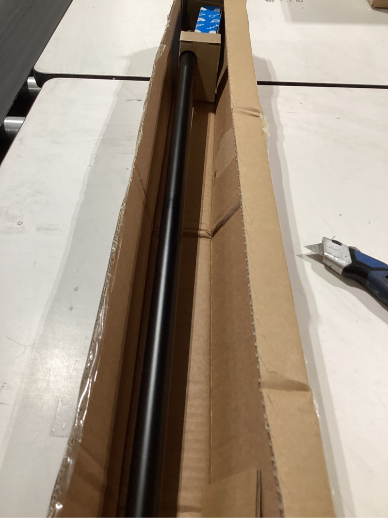 Condition photo showing Good Condition for umbra cappa curtain rod, includes 2 matching finials, brackets & hardware, 66 to 120-inches, black black 66 to 120-inch