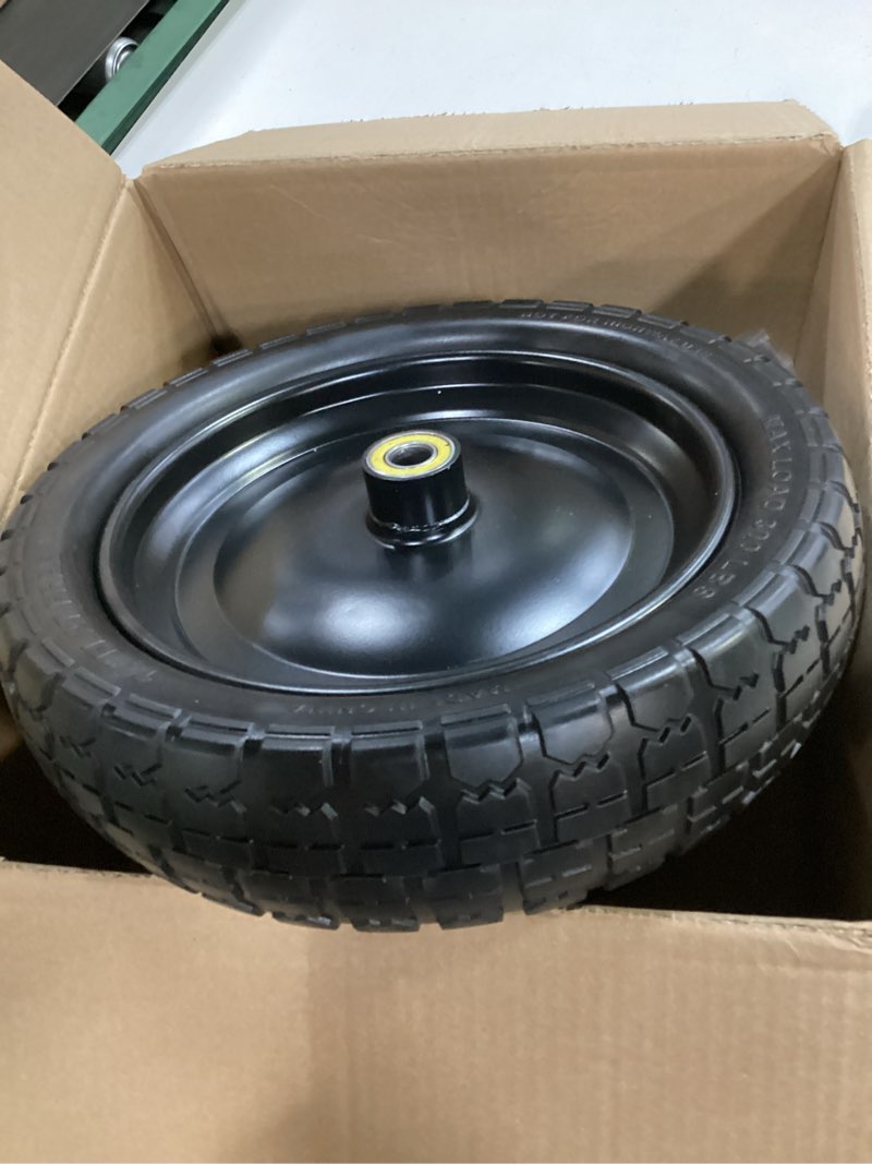 Condition photo showing Good Condition for 13 inch solid rubber tires, 4.00-6 tire flat free with 5/8" bearings, 2.17" offset hub for for gor garden carts, garden wagon carts, trolleys, hand trucks and utility cart(2 pack) 13 inch - 2 pack