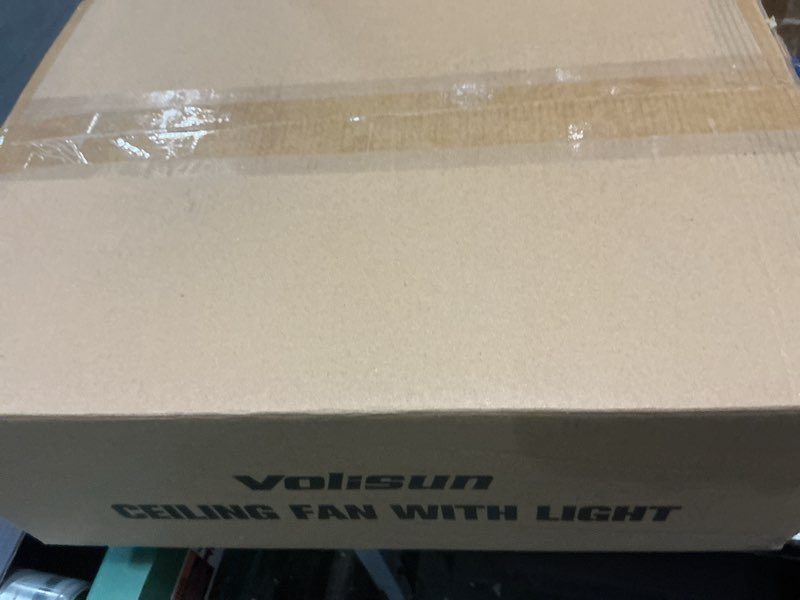 Condition photo showing New/Like New for volisun low profile ceiling fans with lights and remote, 20in flush mount ceiling fans with light, 3000k-6500k dimmable fandelier ceiling fan, white bladeless ceiling fan for bedroom white 20 inch