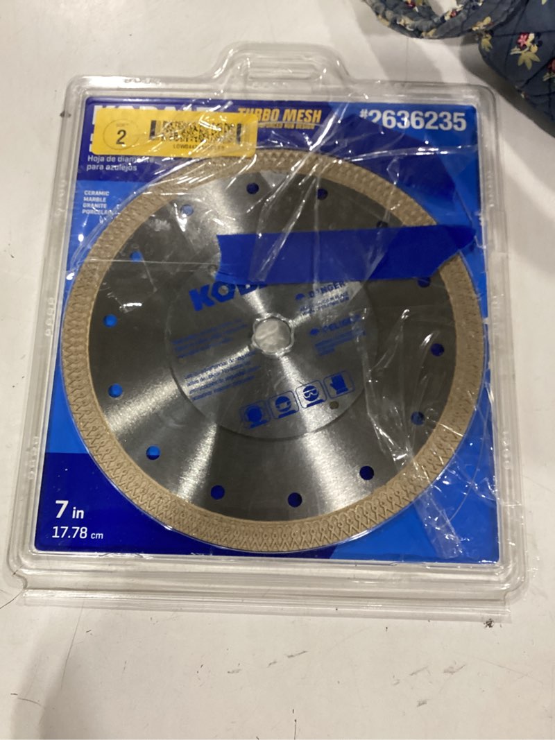 Condition photo showing As Is for kobalt ctm07p 7-in wet turbo rim diamond saw blade