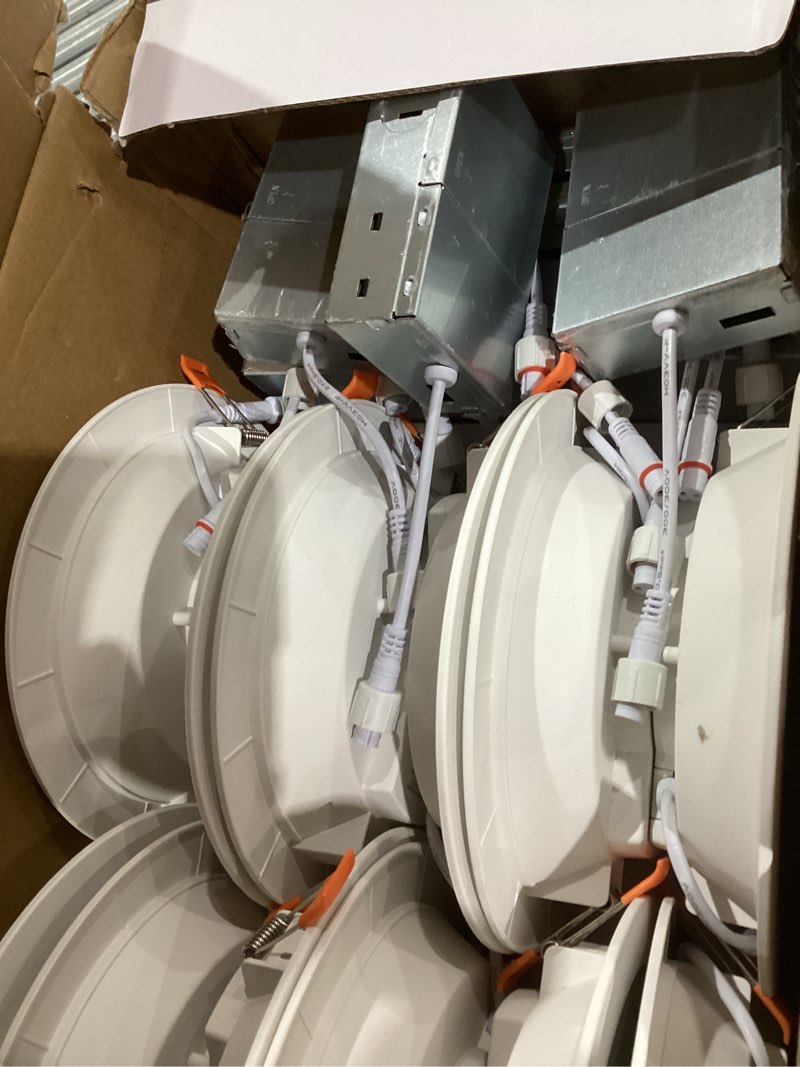 Condition photo showing Good Condition for Recessed Lighting 6 inch RGBCW Color Changing Canless LED Recessed Ceiling Lights Dimmable with Remote Control, 16W 1500 Lumen, Flicker Free, Memory, 3 Modes, Delayed Off, ETL, 12 Pack RGB + 2700k to 6000k-12pack 5 / 6 Inch