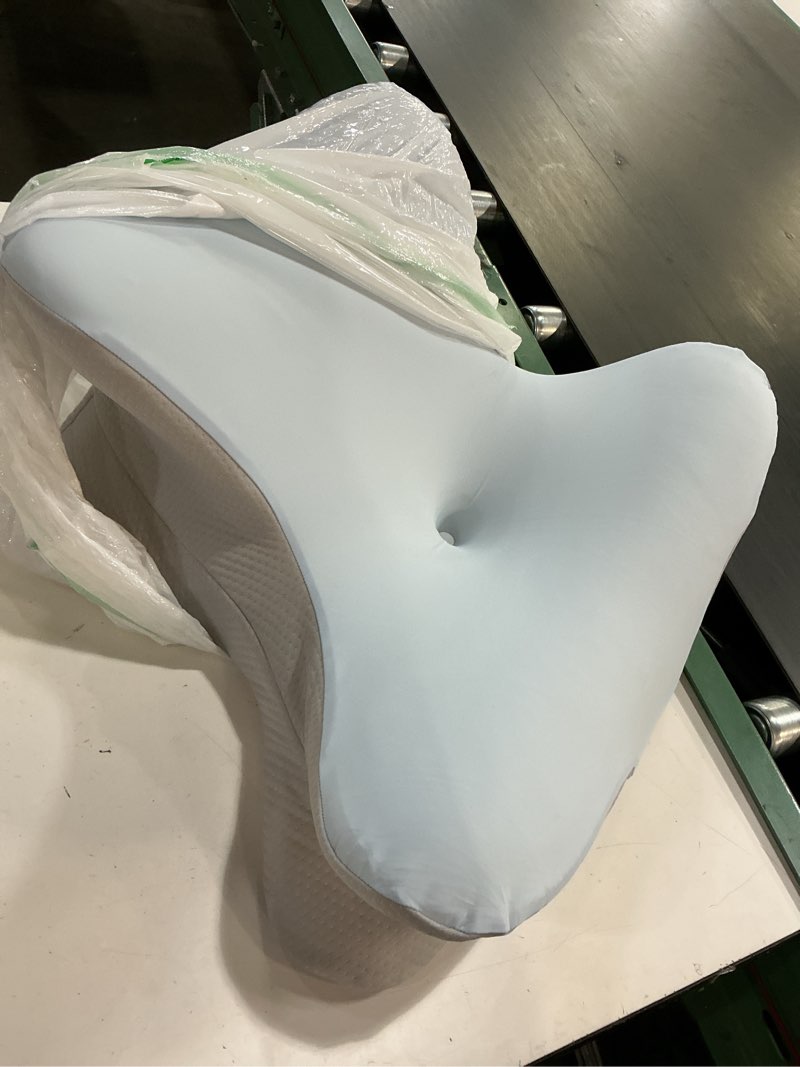 Condition photo showing Good Condition for cervical neck pillow for pain relief, ergonomic reading pillow for bed, orthopedic wedge pillow back support pillow, contour memory foam pillows for sleeping, couch floor use lying, leaning reading blue
