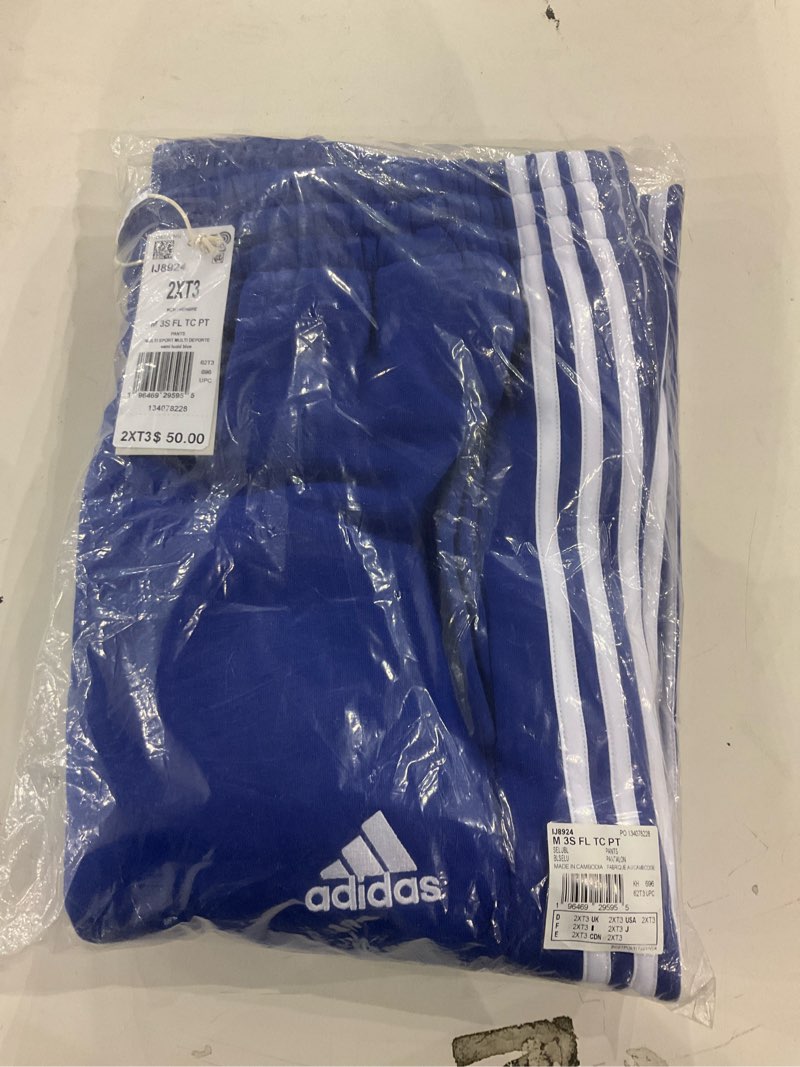 Adidas Mens Essentials Fleece 3-Stripes Tapered Cuffed Pants, Semi Lucid Blue, XX-Large, Tall 3 Inch