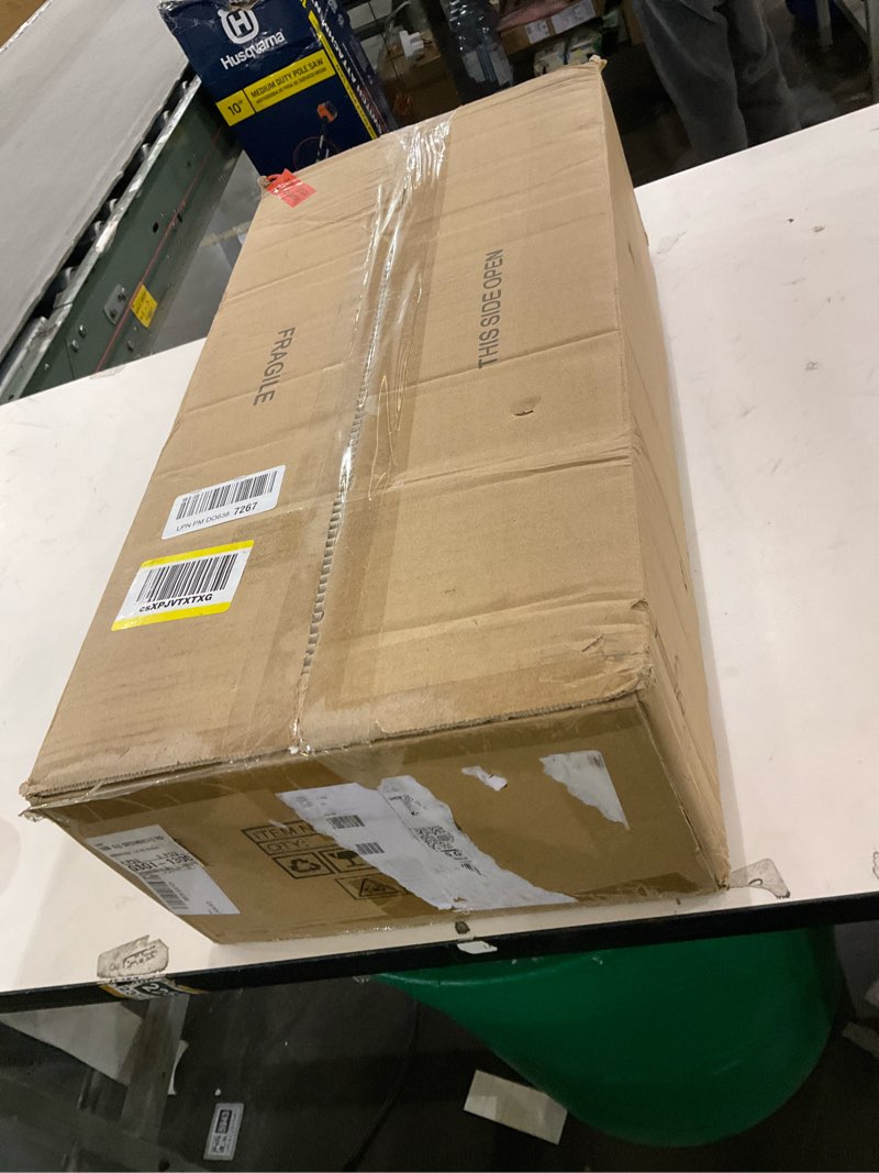 Condition photo showing As Is for KSANA Chandeliers for Dining Room, Modern Gold 3-Light Pendant Light Kitchen Island with Fabric Shade Linear Dining Room Chandelier for Kitchen Hallway Living Room Gold & White Shade