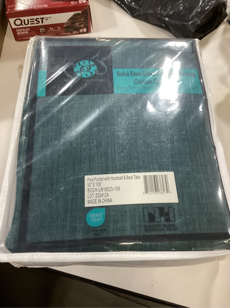 Condition photo showing New/Like New for HPD Half Price Drapes Faux Linen Room Darkening Curtains - 108 Inches Long Luxury Linen Curtains for Bedroom & Living Room (1 Panel), 50W X 108L, Slate Teal