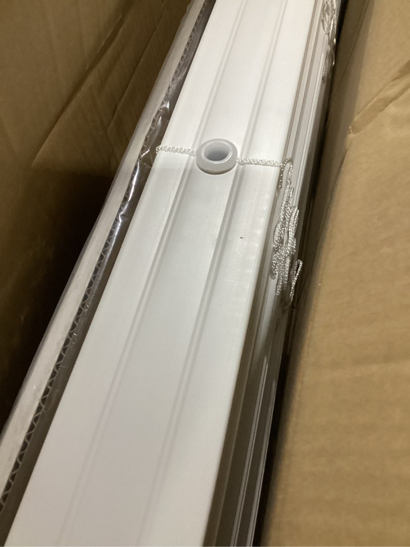 Condition photo showing Good Condition for lotus & windoware 2.5-inch cordless faux wood blind, plantation style, 31" wide x 72" long, smooth, bright white – for living room, bedroom, interior door windows bright white 31"w x 72"h