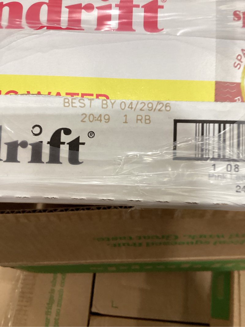Condition photo showing As Is for spindrift pink lemonade can 12 ounce (pack of 24) pink lemonade 12 fl oz (pack of 24)