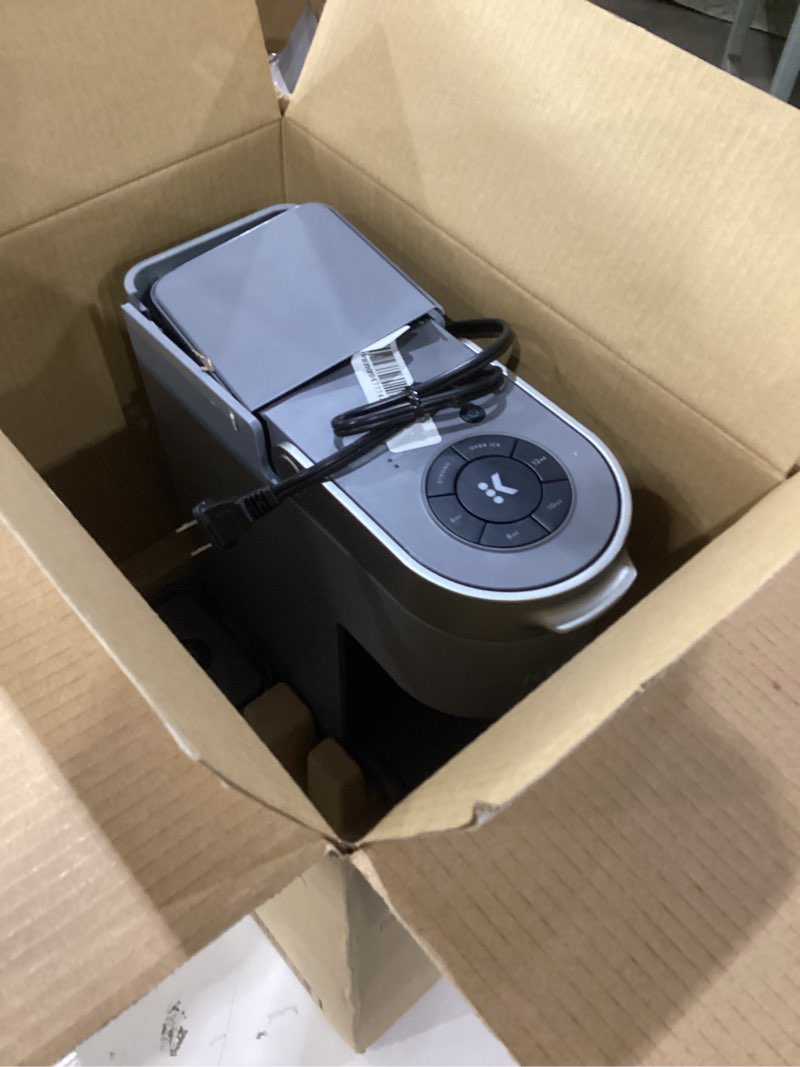 Condition photo showing As Is for “Not Tested” Keurig K-Supreme Single Serve K-Cup Pod Coffee Maker, MultiStream Technology, 4 Brew Sizes, 66oz Dual-Position Removable Reservoir, Gray Gray Coffee Maker