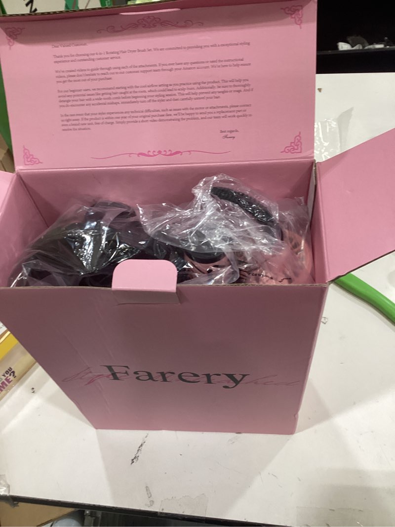 Condition photo showing New/Like New for Farery 4-in-1 Rotating Blow Dryer Brush Set | Oval Volumizing Barrel, 1.5" & 2" Rotating Brushes, and Diffuser | All-in-One Hot Air Brush for Fast Drying, Volumizing, and Smoothing