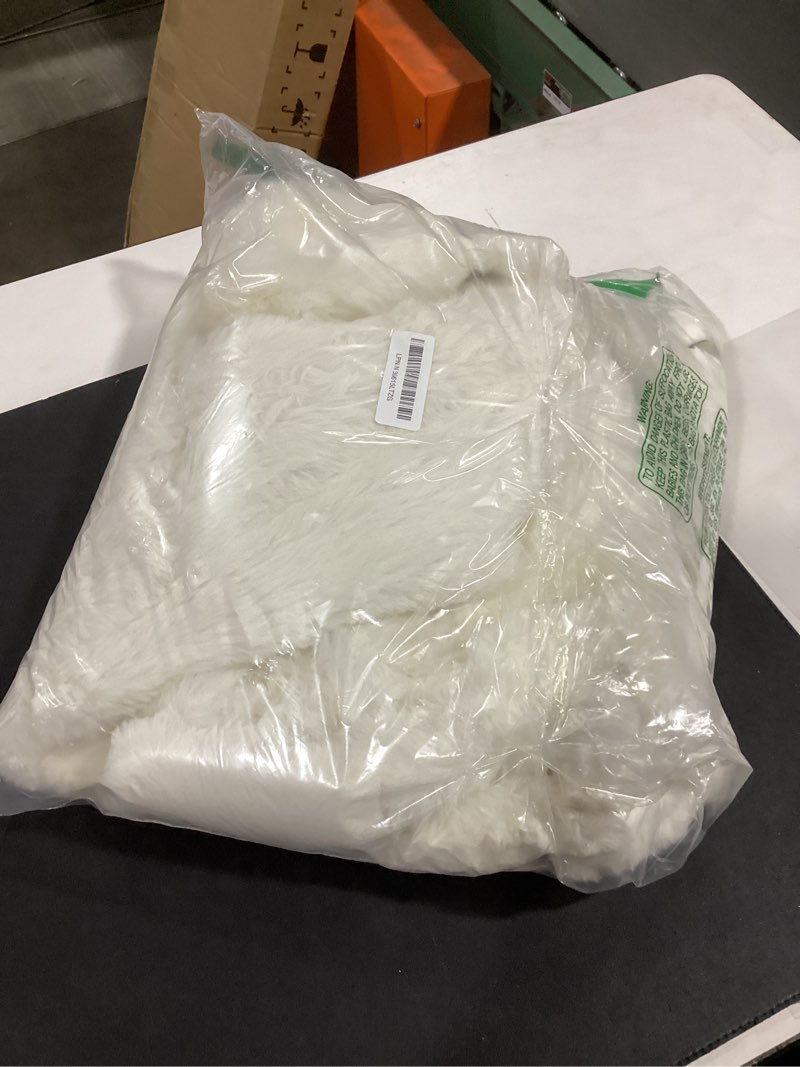 Condition photo showing Good Condition for MERRYLIFE Thick Plush Faux Rabbit Fur Sofa Slipcovers 1-Piece Non-Slip Warm Soft Cozy Couch Covers Pillow Covers Furniture Protector(White, Sofa Cushion 90 * 240cm) White Sofa Cushion 90*240cm