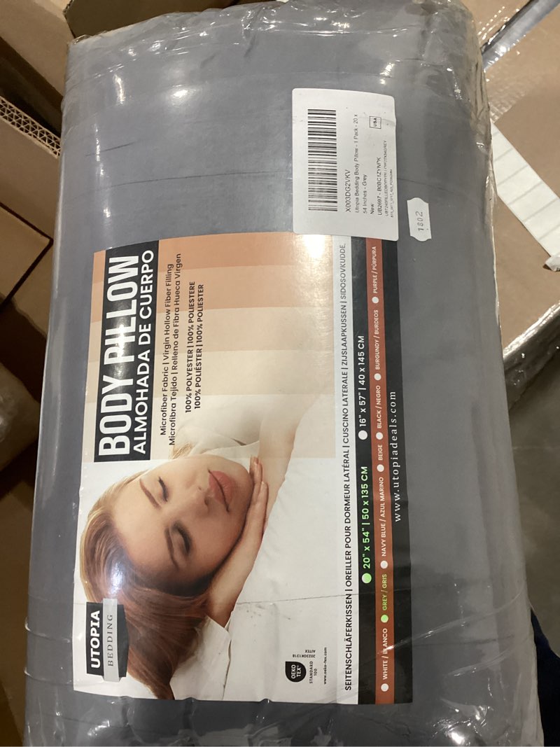 Condition photo showing New/Like New for Utopia Bedding Full Body Pillow for Adults (Grey, 20 x 54 Inch), Long Pillow Insert for Sleeping, Ideal for Side Sleepers 20x54 Inch (Pack of 1) Grey